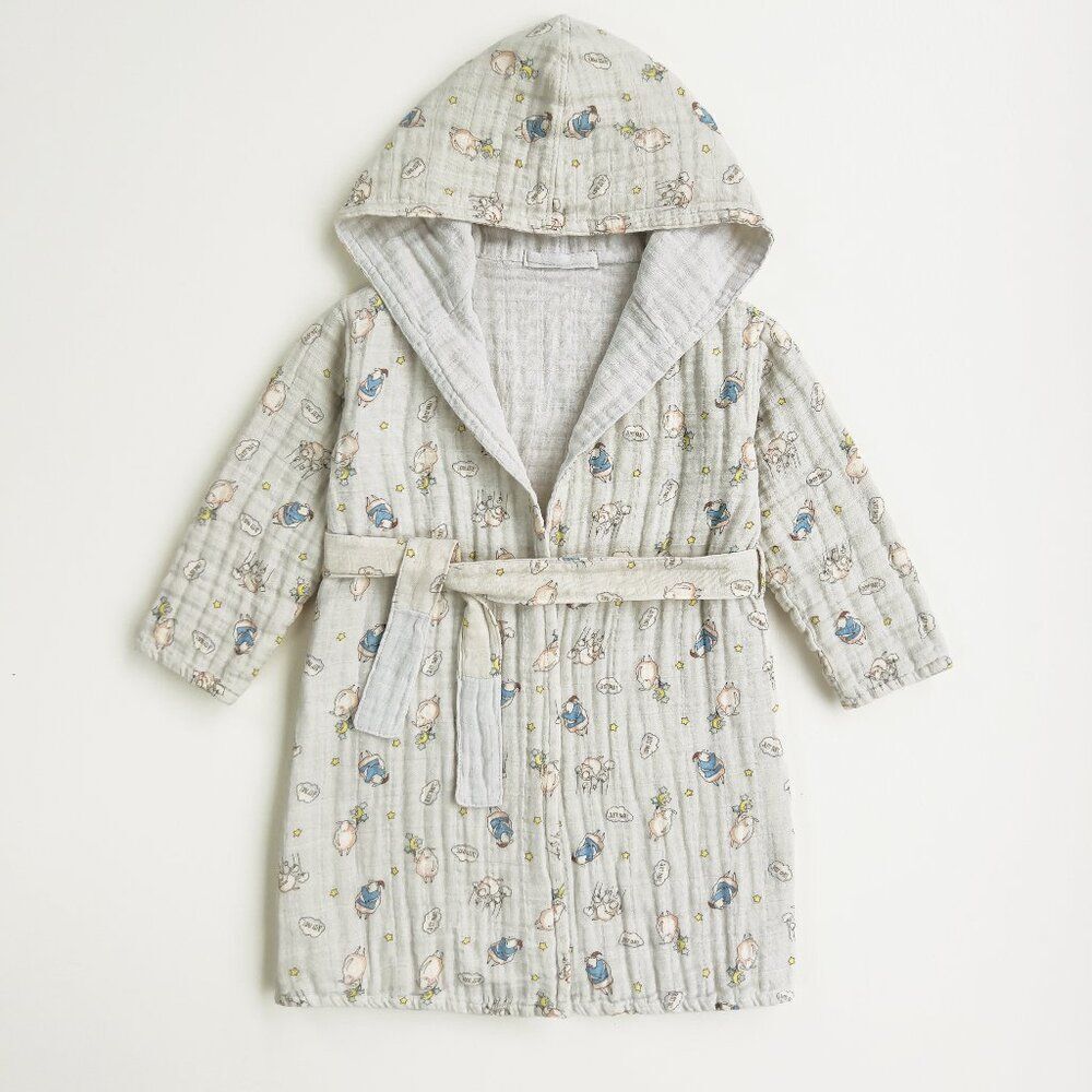 KIDS Organic Muslin Cotton Bathrobe - Reversible